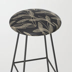 Mid Century Modern Botanical Pattern in Beige and Charcoal Gray Stool Gallery Image 2
