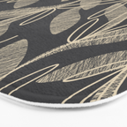 Mid Century Modern Botanical Pattern in Beige and Charcoal Gray Bath Mat Gallery Image 3