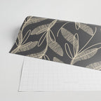 Mid Century Modern Botanical Pattern in Beige and Charcoal Gray Wrapping Paper Gallery Image 2