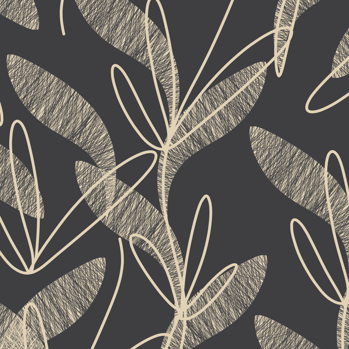Mid Century Modern Botanical Pattern in Beige and Charcoal Gray Coffee Mug Gallery Image 2