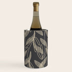 Mid Century Modern Botanical Pattern in Beige and Charcoal Gray Wine Chiller Gallery Image 2