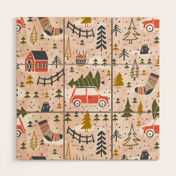 Home For The Holidays Blush Pink Christmas Wood Wall Art Gallery Image 1