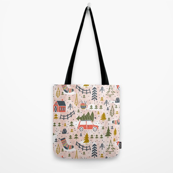 Home For The Holidays Blush Pink Christmas Tote Bag Gallery Image 2