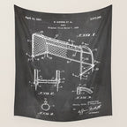 Soccer Patent - Soccer Goal Art - Black Chalkboard Wall Tapestry Gallery Image 4