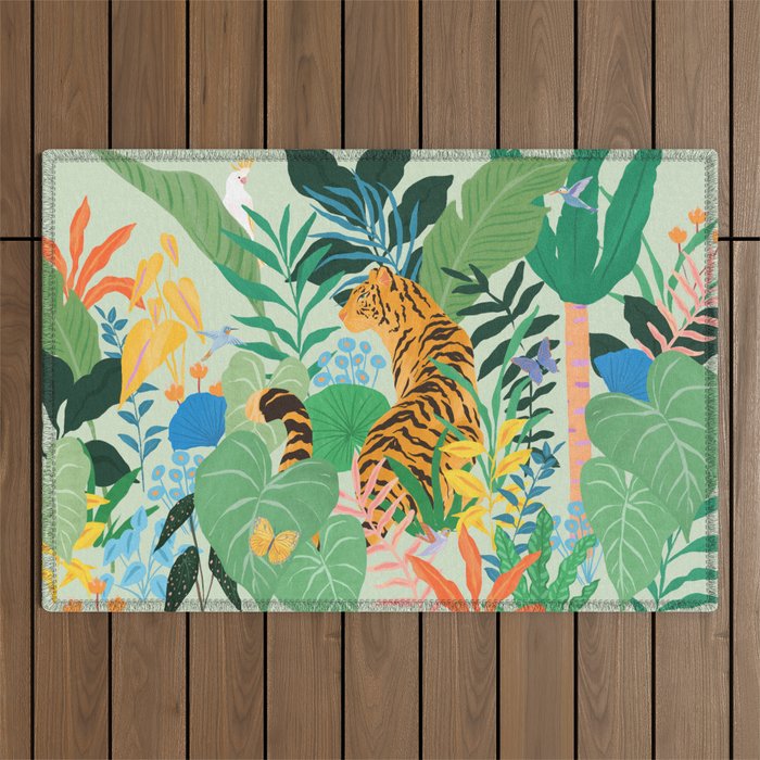 Tiger in Jungle  Outdoor Rug Gallery Image 1