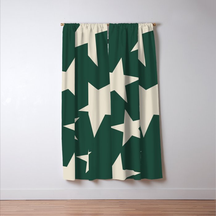 Big Ol Stars Old Money Green Window Curtain Gallery Image 3