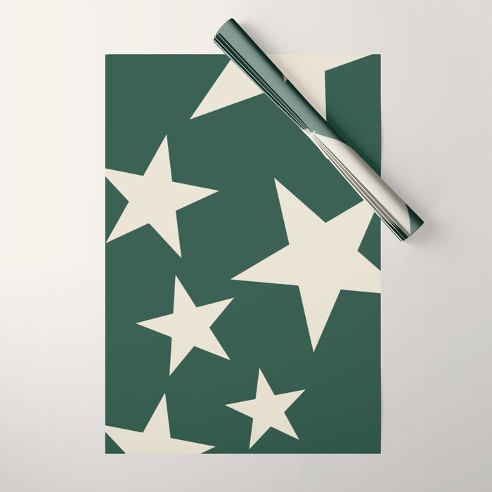 Big Ol Stars Old Money Green Wrapping Paper Gallery Image 1
