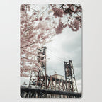 Cherry Blossoms Steel Bridge Portland Cutting Board Gallery Image 1