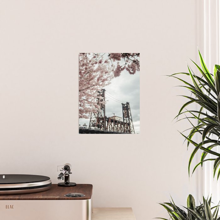 Cherry Blossoms Steel Bridge Portland Poster Gallery Image 2