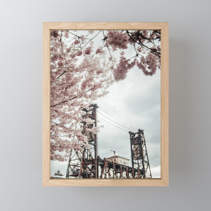 Cherry Blossoms Steel Bridge Portland Mini Art Print Gallery Image 1