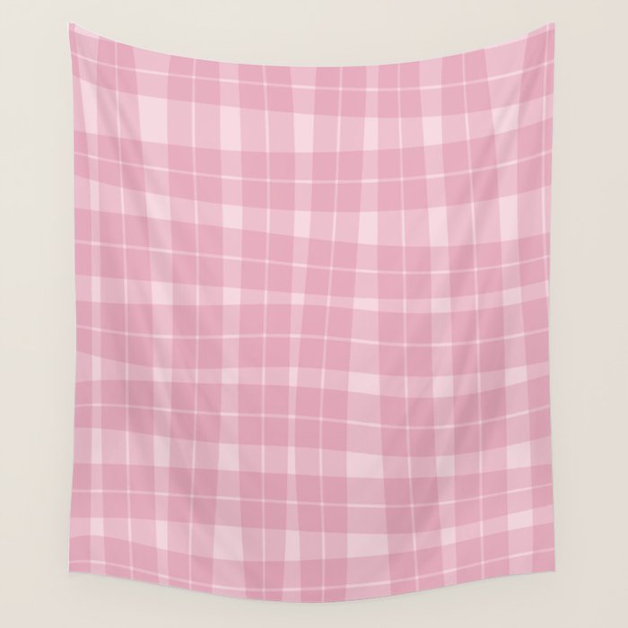 Wavy Plaid Pink Wall Tapestry Gallery Image 4