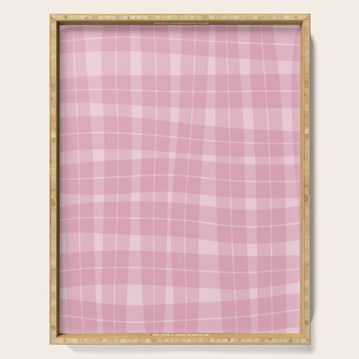 Wavy Plaid Pink Serving Tray Gallery Image 1