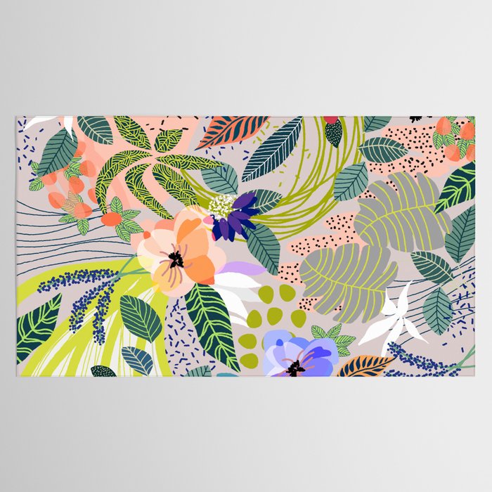 Wander, Floral Colorful Summer Modern Bohemian Illustration, Nature Blush Botanical Tropical Garden Tablecloth Gallery Image 2