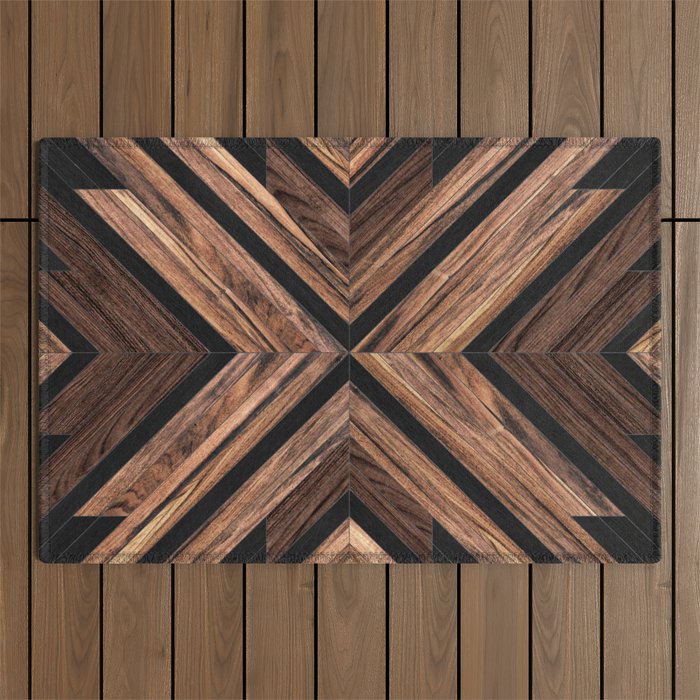 Urban Tribal Pattern No.3 - Wood Outdoor Rug Gallery Image 1