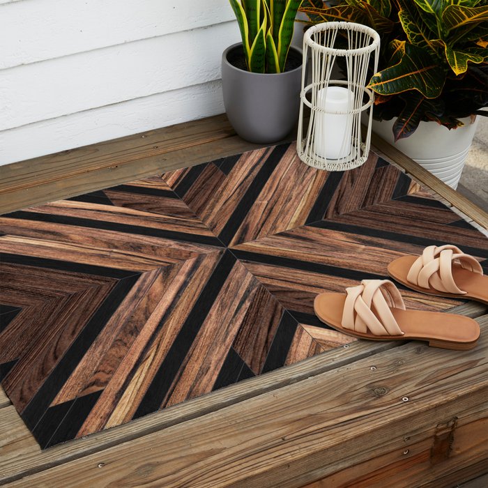Urban Tribal Pattern No.3 - Wood Outdoor Rug Gallery Image 2