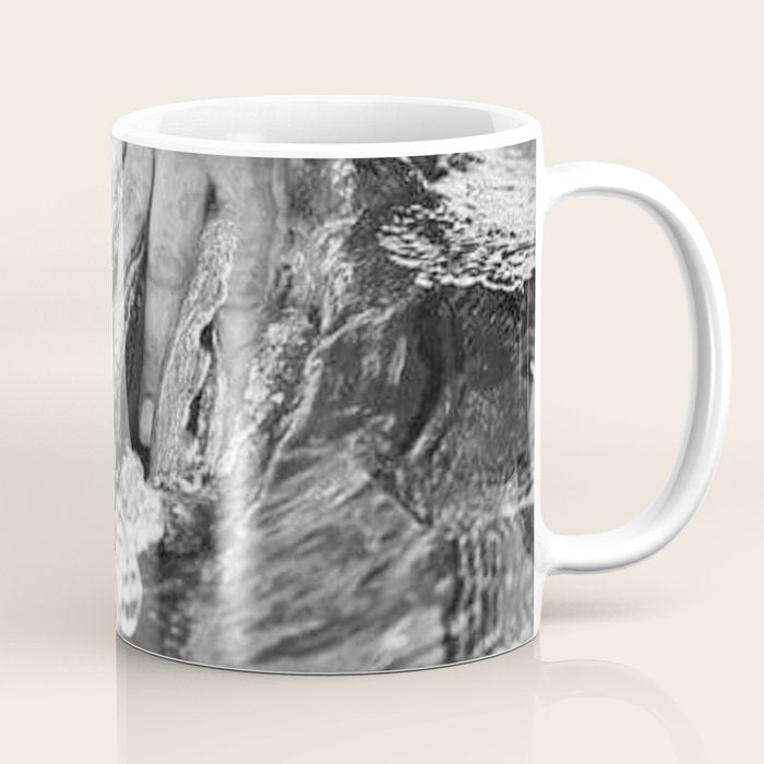 Running hand through the water, under the blue again black and white photograph / art photography Coffee Mug Gallery Image 1