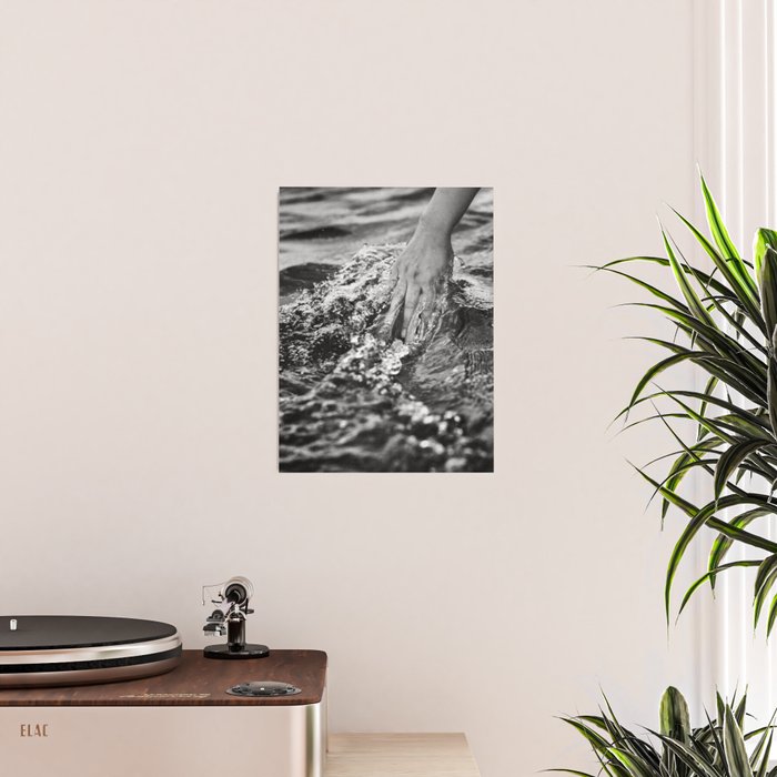 Running hand through the water, under the blue again black and white photograph / art photography Poster Gallery Image 2