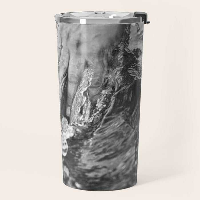 Running hand through the water, under the blue again black and white photograph / art photography Travel Mug Gallery Image 2