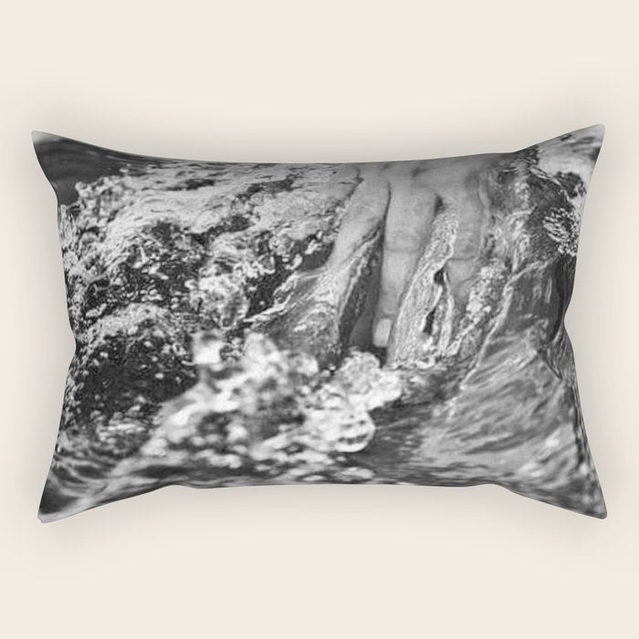 Running hand through the water, under the blue again black and white photograph / art photography Rectangular Pillow Gallery Image 2