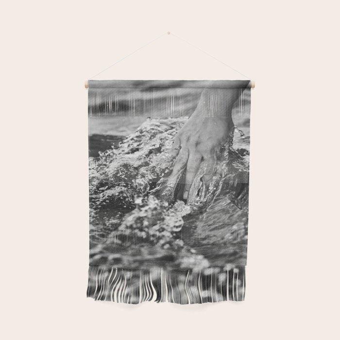Running hand through the water, under the blue again black and white photograph / art photography Wall Hanging Gallery Image 1