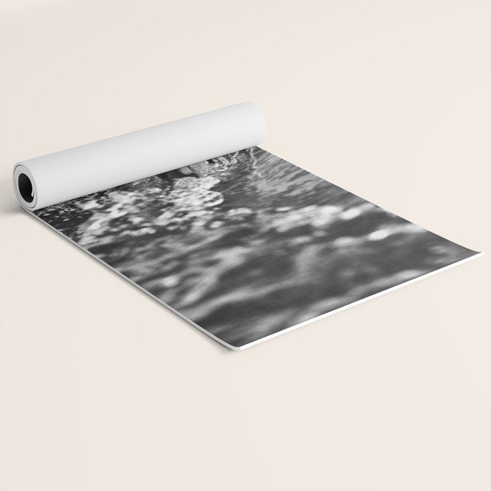 Running hand through the water, under the blue again black and white photograph / art photography Yoga Mat Gallery Image 2