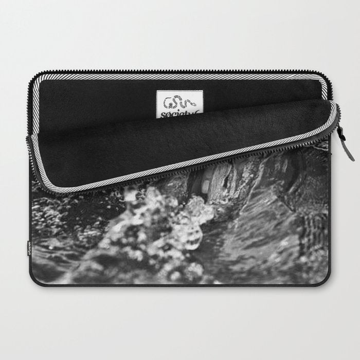 Running hand through the water, under the blue again black and white photograph / art photography Laptop Sleeve Gallery Image 2