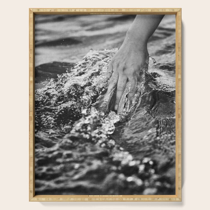 Running hand through the water, under the blue again black and white photograph / art photography Serving Tray Gallery Image 1