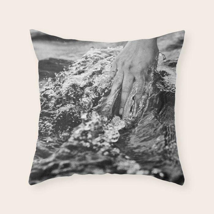 Running hand through the water, under the blue again black and white photograph / art photography Throw Pillow Gallery Image 6