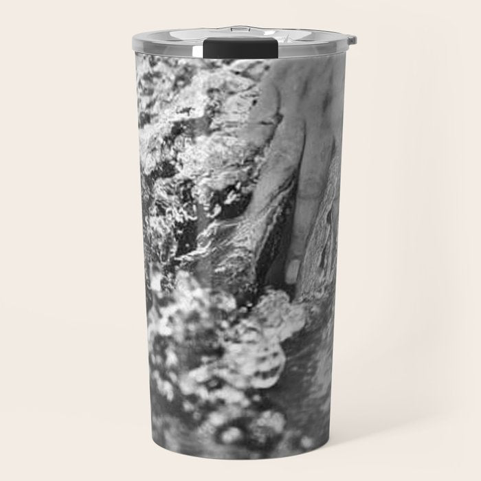 Running hand through the water, under the blue again black and white photograph / art photography Travel Mug Gallery Image 1