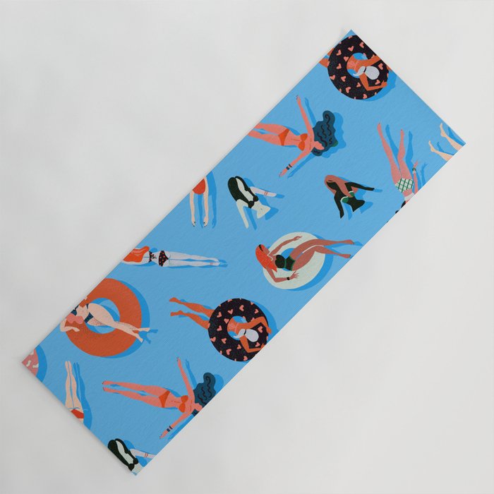 Swimming Ladies - Coral & Blue Palette Yoga Mat Gallery Image 1