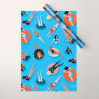 Swimming Ladies - Coral & Blue Palette Wrapping Paper Gallery Image 1