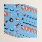 Swimming Ladies - Coral & Blue Palette Wrapping Paper Gallery Image 3