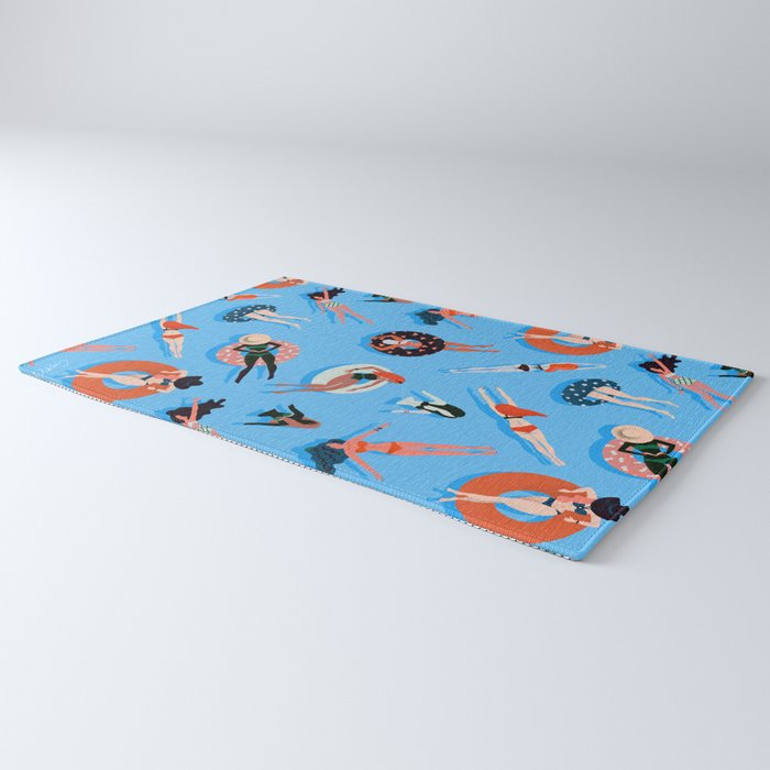 Swimming Ladies - Coral & Blue Palette Rug Gallery Image 3