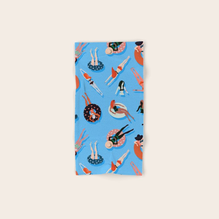 Swimming Ladies - Coral & Blue Palette Bath Towel Gallery Image 1
