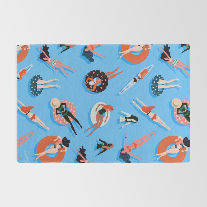 Swimming Ladies - Coral & Blue Palette Rug Gallery Image 2