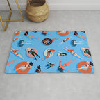 Swimming Ladies - Coral & Blue Palette Rug Gallery Image 1