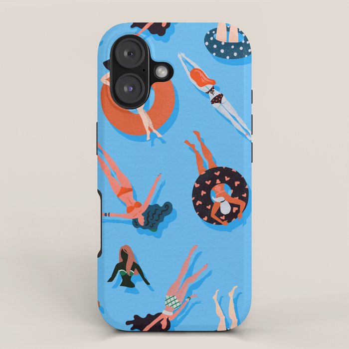 Swimming Ladies - Coral & Blue Palette iPhone Case Gallery Image 1