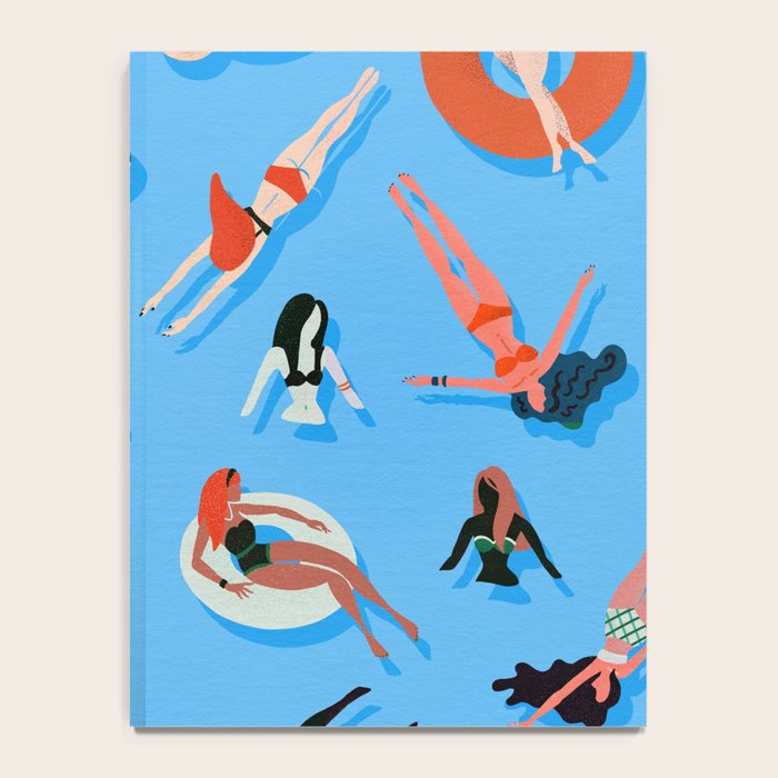 Swimming Ladies - Coral & Blue Palette Notebook Gallery Image 4