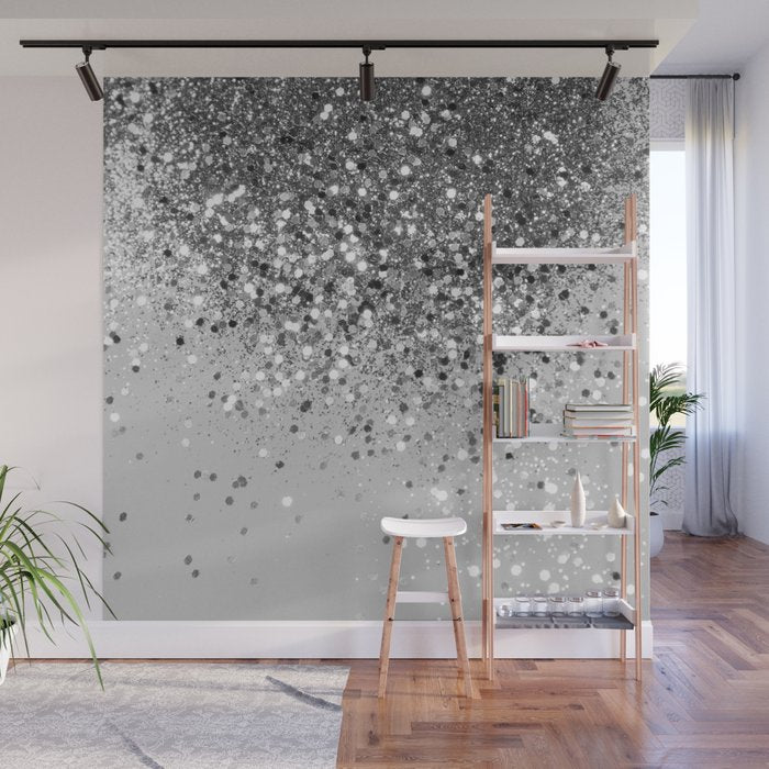 Soft Silver Gray Glitter #1 (Faux Glitter - Photography) #shiny #decor #art #society6 Wall Mural Gallery Image 1