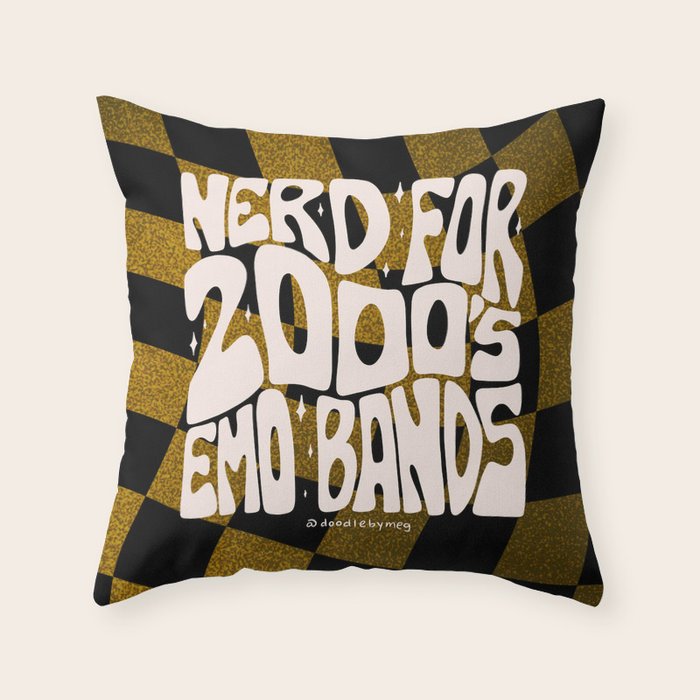 Nerd for the 2000's Emo Bands Throw Pillow Gallery Image 6