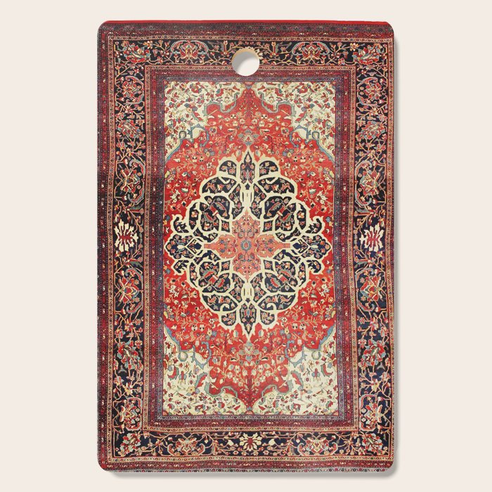  Red Gold Medallion Tabriz Rug Print Cutting Board Gallery Image 1