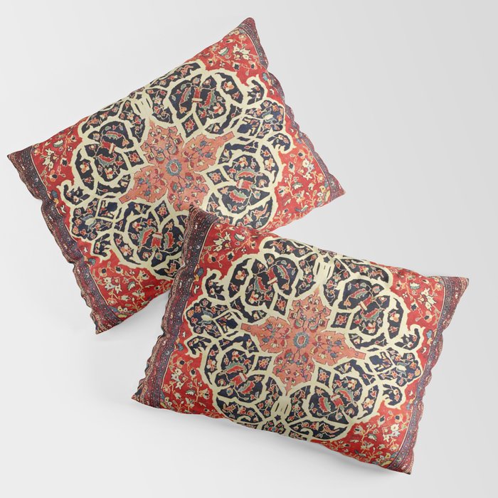  Red Gold Medallion Tabriz Rug Print Pillow Sham Gallery Image 3