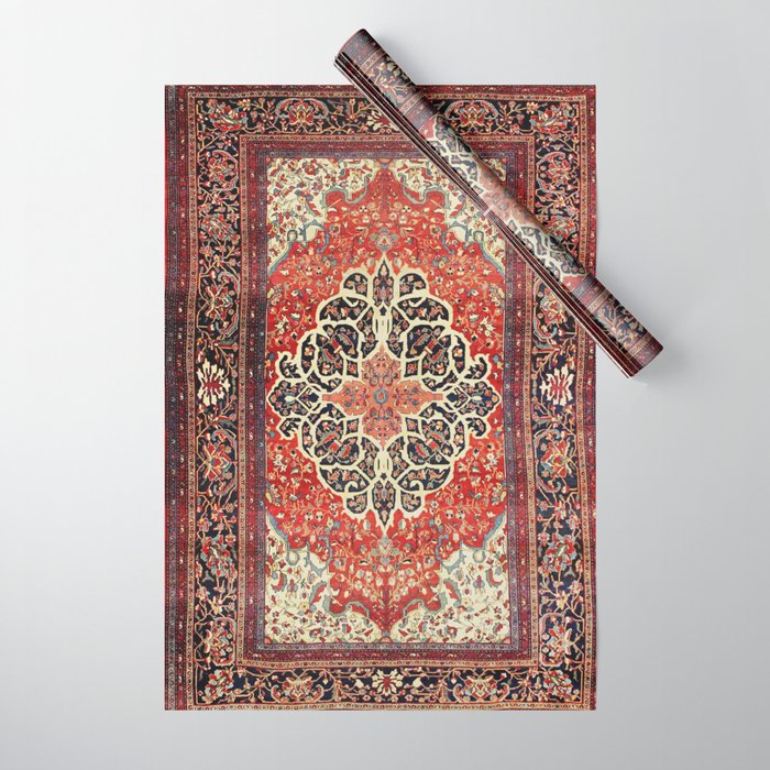  Red Gold Medallion Tabriz Rug Print Wrapping Paper Gallery Image 1