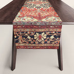 Red Gold Medallion Tabriz Rug Print Table Runner Gallery Image 1