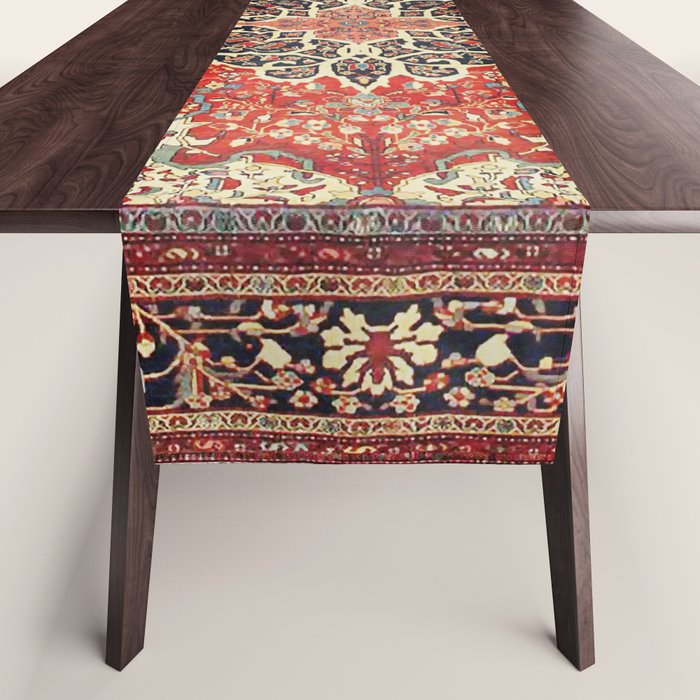  Red Gold Medallion Tabriz Rug Print Table Runner Gallery Image 1