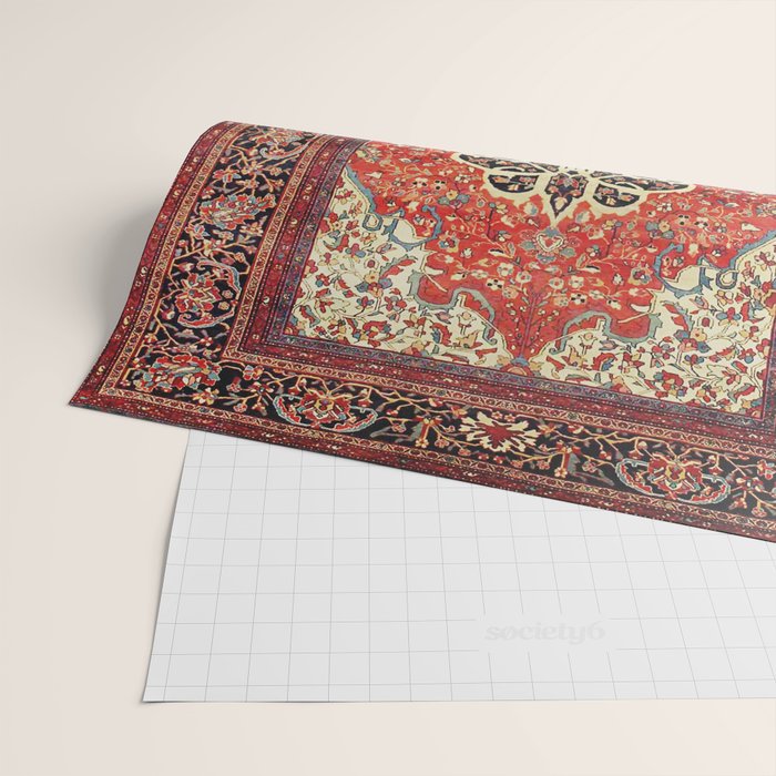  Red Gold Medallion Tabriz Rug Print Wrapping Paper Gallery Image 2