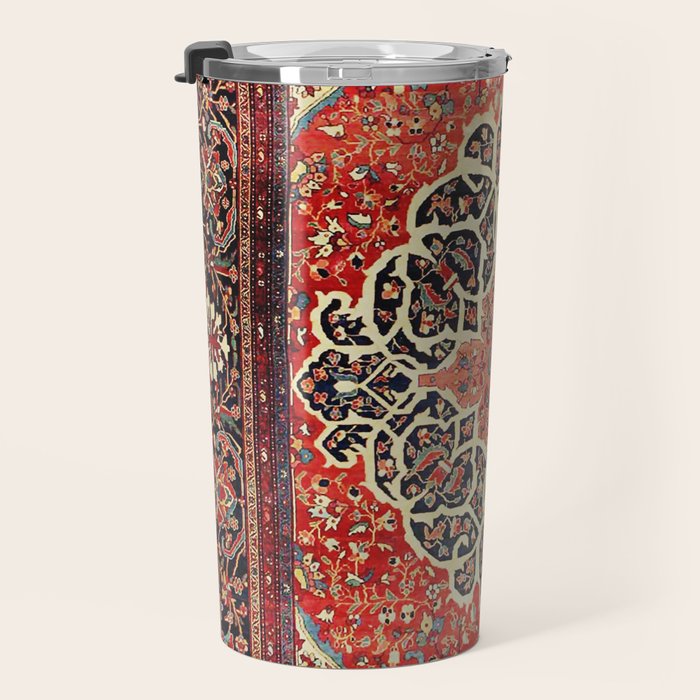  Red Gold Medallion Tabriz Rug Print Travel Mug Gallery Image 3