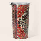 Red Gold Medallion Tabriz Rug Print Travel Mug Gallery Image 3