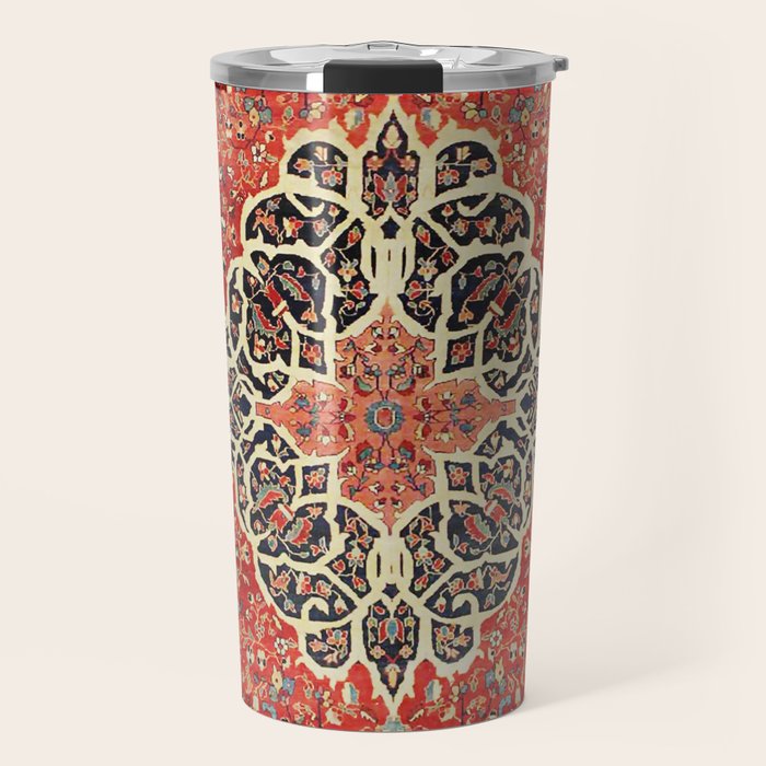  Red Gold Medallion Tabriz Rug Print Travel Mug Gallery Image 1