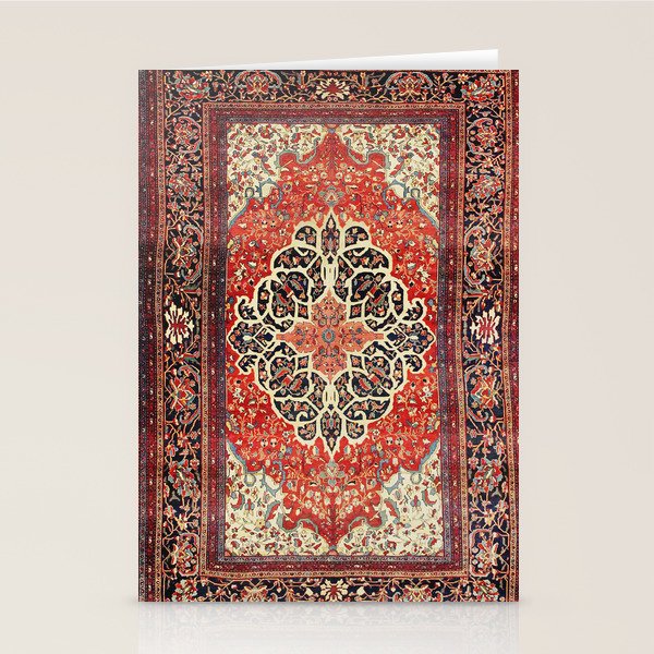  Red Gold Medallion Tabriz Rug Print Stationery Card Gallery Image 1
